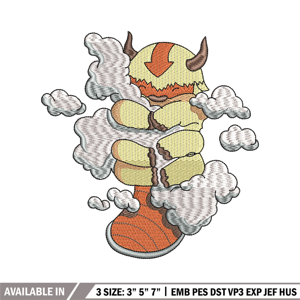 Appa With Clouds embroidery design, Avatar cartoon embroidery, cartoon design, cartoon shirt, Digital download.jpg