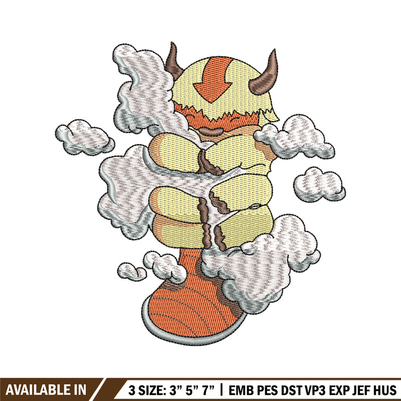 Appa With Clouds embroidery design, Avatar cartoon embroidery, cartoon design, cartoon shirt, Digital download.jpg