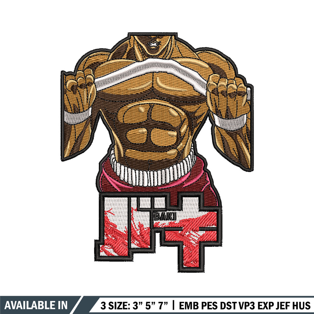 Baki body embroidery design, Baki embroidery, Anime design, Embroidery shirt, Embroidery file, Digital download.jpg