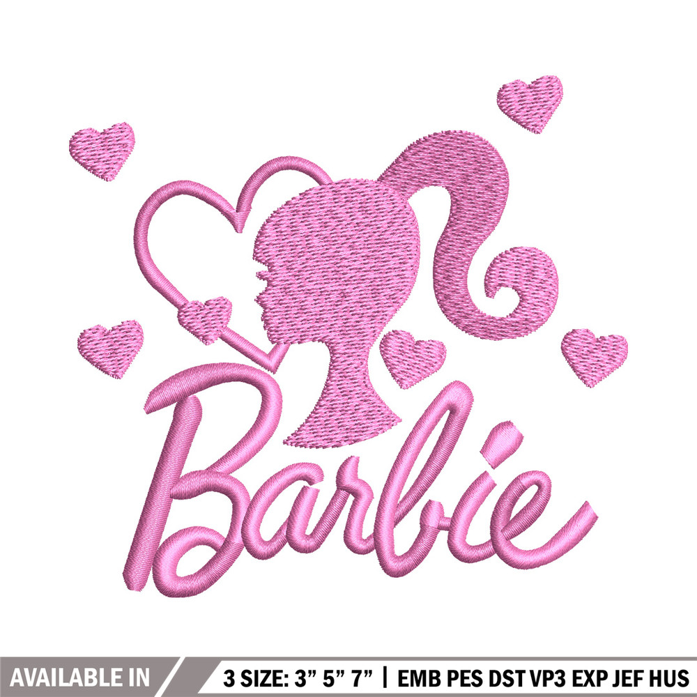 Barbie pink embroidery design, Barbie embroidery, Embroidery file, Embroidery shirt, Emb design, Digital download.jpg