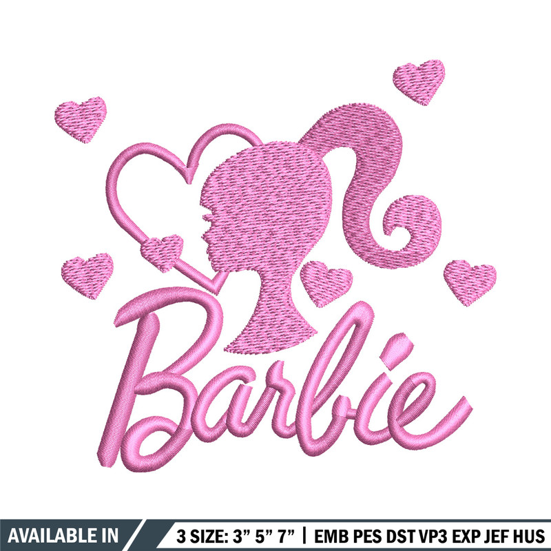 Barbie pink embroidery design, Barbie embroidery, Embroidery file, Embroidery shirt, Emb design, Digital download.jpg