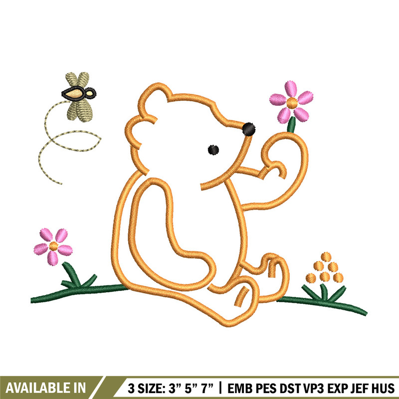 Bear flower embroidery design, Bear embroidery, Embroidery file, Embroidery shirt, Emb design, Digital download.jpg