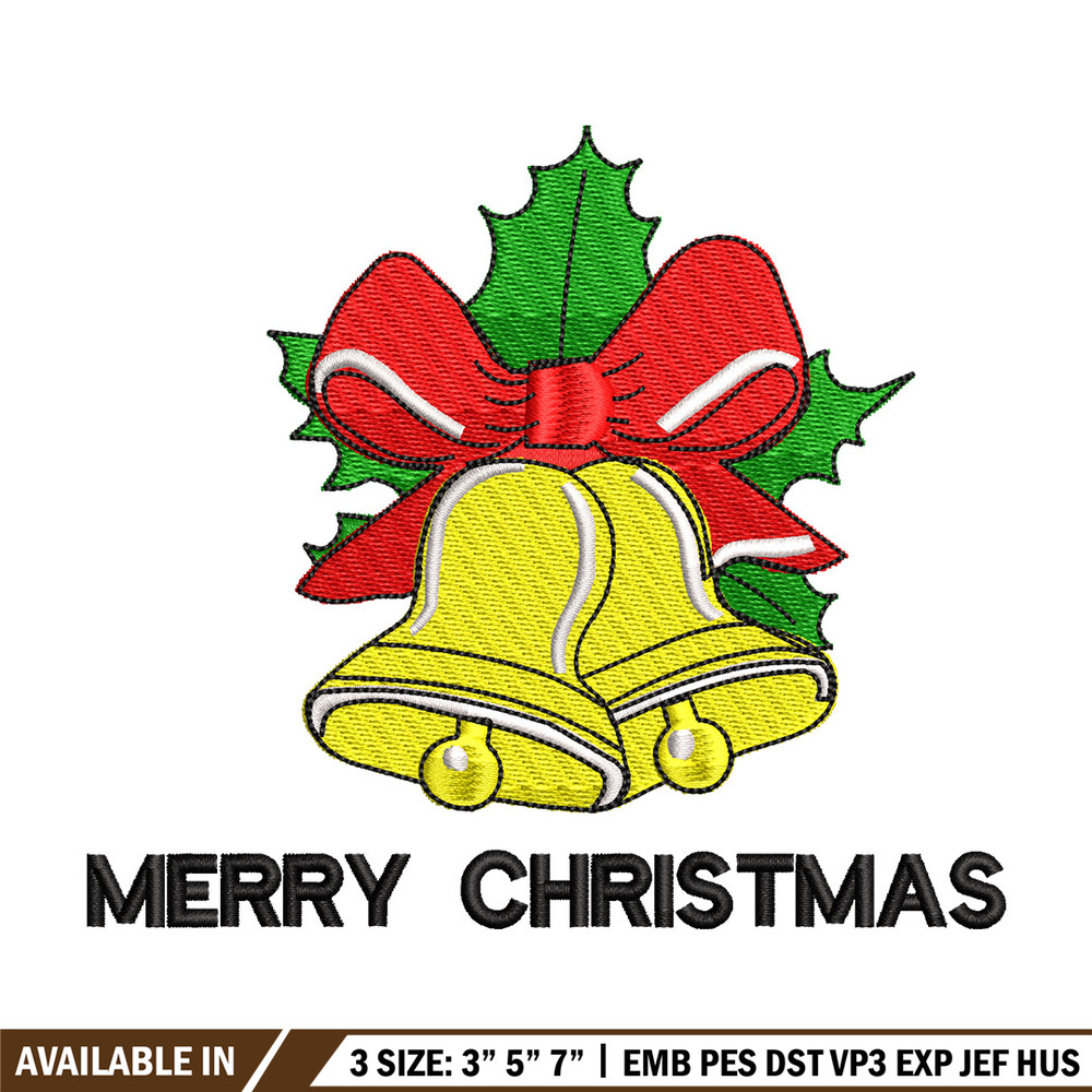 Bells chrismas embroidery design, Chrismas embroidery, Emb design, Embroidery shirt, Embroidery file, Digital download.jpg