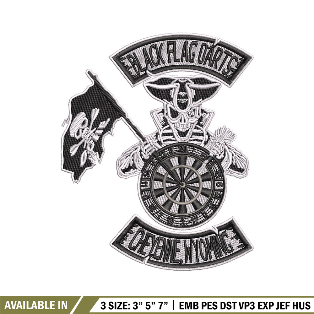 Black Dart Flag embroidery design, Priate embroidery, Embroidery file, Embroidery shirt, Emb design, Digital download.jpg