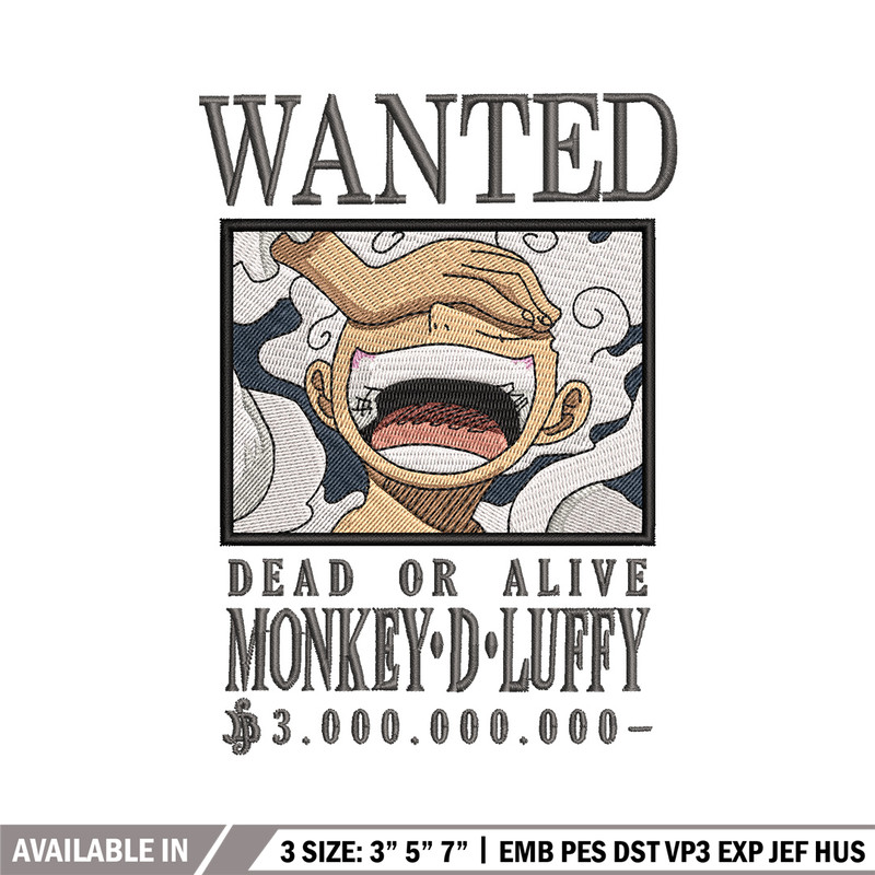 Bounty joyboy embroidery design, One piece embroidery, Anime design, Embroidery shirt, Embroidery file,Digital download.zip.jpg