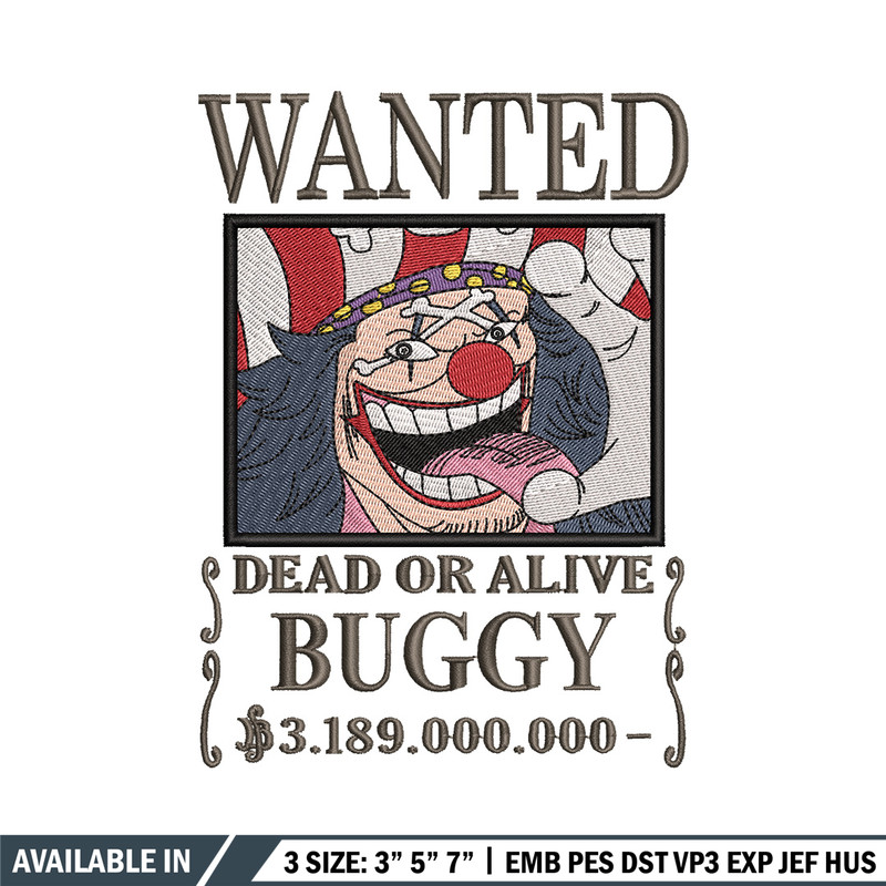 Bounty buggy embroidery design, One piece embroidery, Anime design, Embroidery shirt, Embroidery file,Digital download.jpg