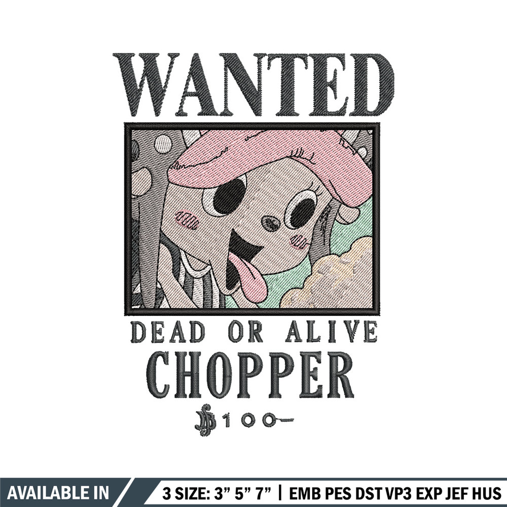 Bounty chopper embroidery design, One piece embroidery, Anime design, Embroidery shirt, Embroidery file,Digital download.jpg