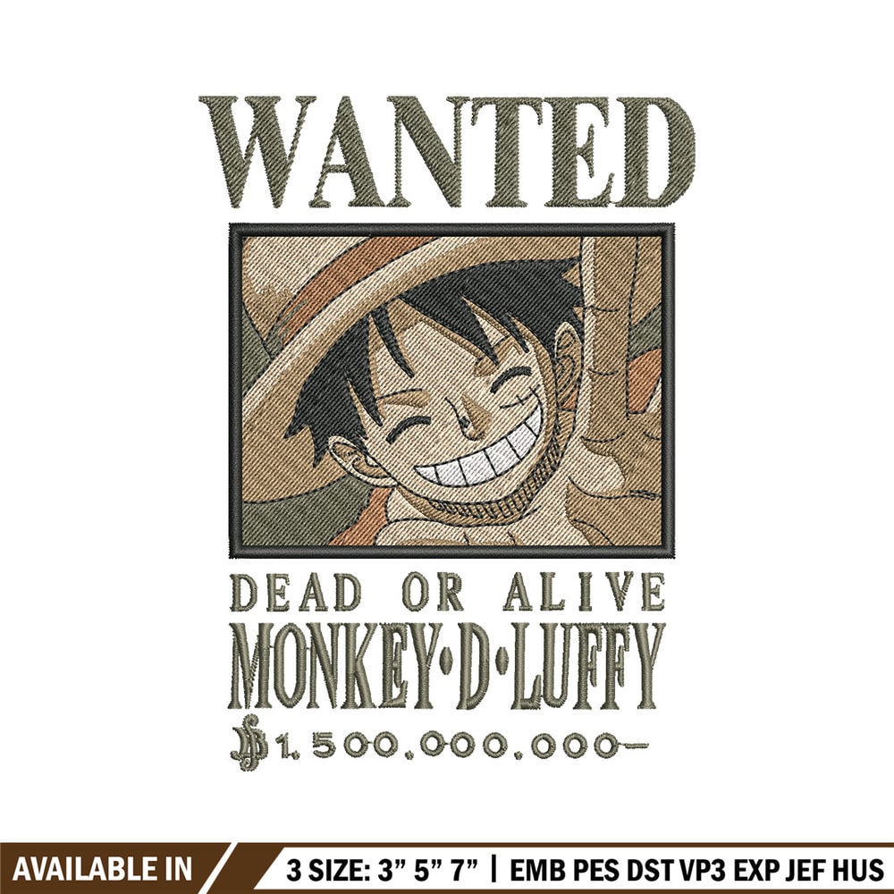 Bounty Luffy embroidery design, One piece embroidery, Anime design, Embroidery shirt, Embroidery file,Digital download.zip.jpg