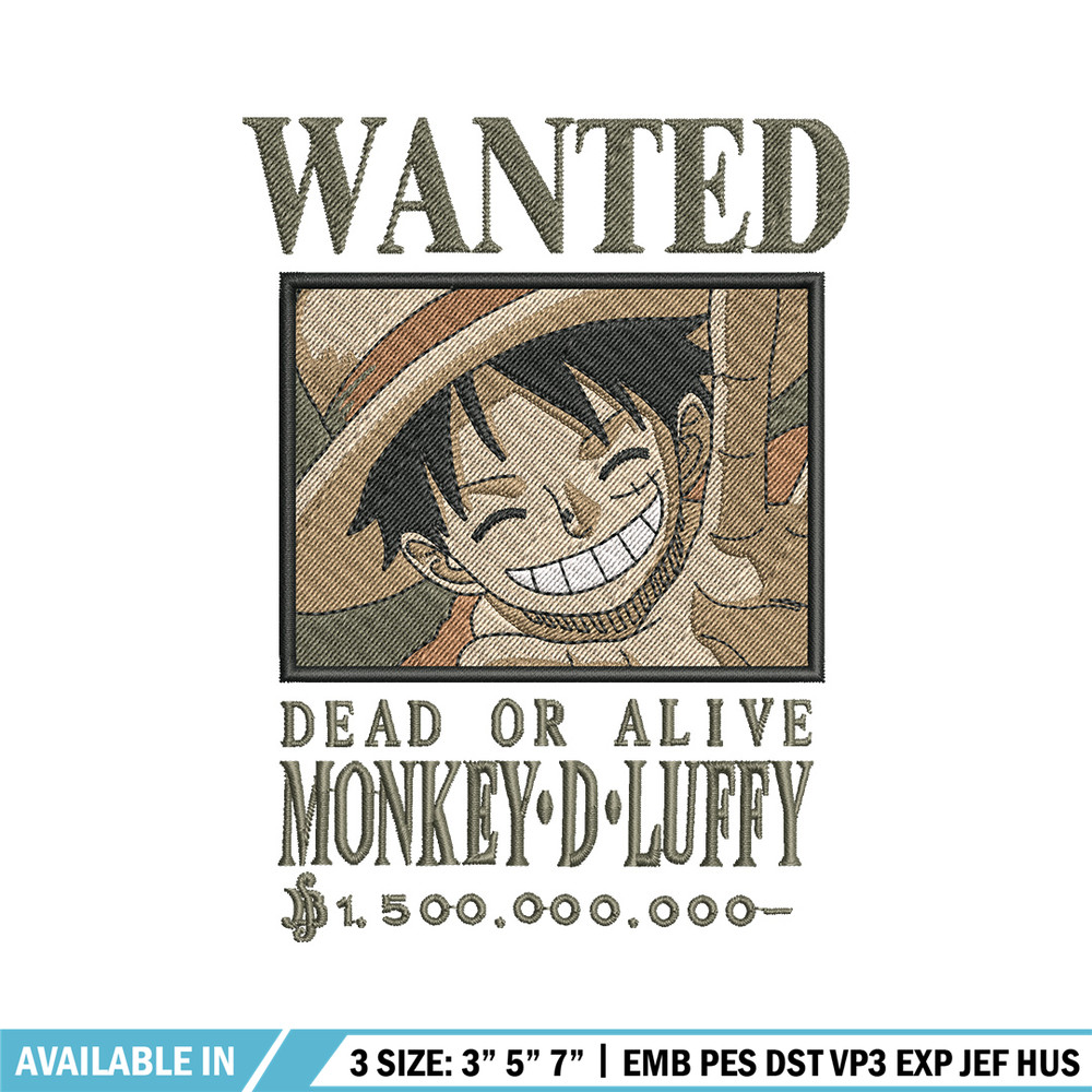 Bounty Luffy embroidery design, One piece embroidery, Anime design, Embroidery shirt, Embroidery file,Digital download.zip.jpg
