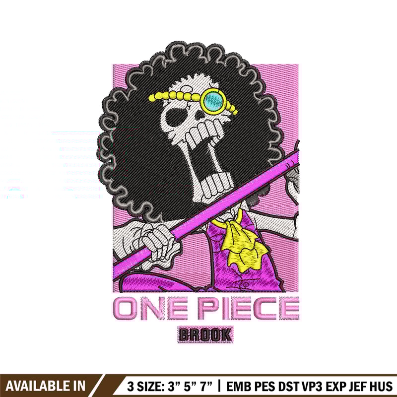 Brook embroidery design, One Piece embroidery, embroidery file, anime design, logo design, anime shirt, Digital download.jpg
