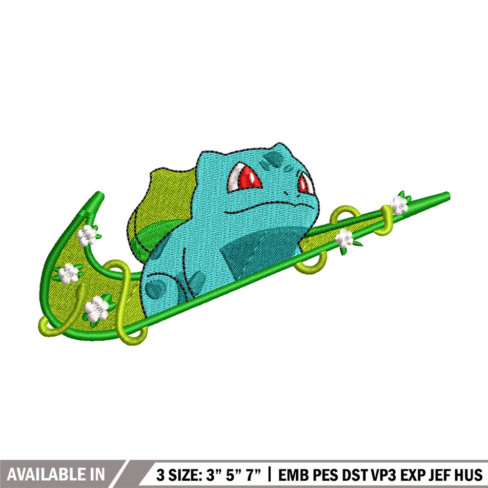 Bubasaur nike embroidery design, Pokemon embroidery, nike design, anime design, anime shirt, Digital download.jpg