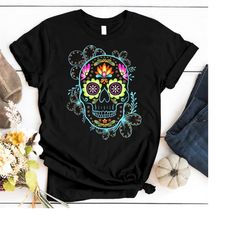 sugar skull shirt, day of the dead skull shirt, dia de los muertos  shirt