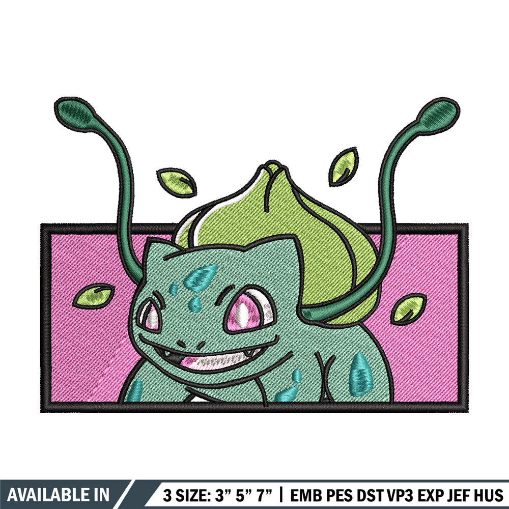 Bubasaur embroidery design, Pokemon embroidery, embroidery file, anime design, anime shirt, Digital download.jpg