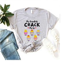 personalized easter mom grandma shirt, my grandkids crack me up shirt, easter grandma shirt