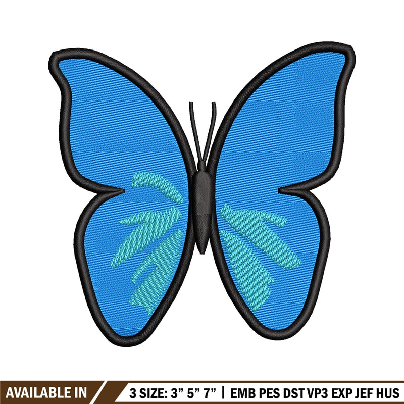 Butterfly blue embroidery design, Butterfly embroidery, Embroidery file, Embroidery shirt, Emb design, Digital download.jpg