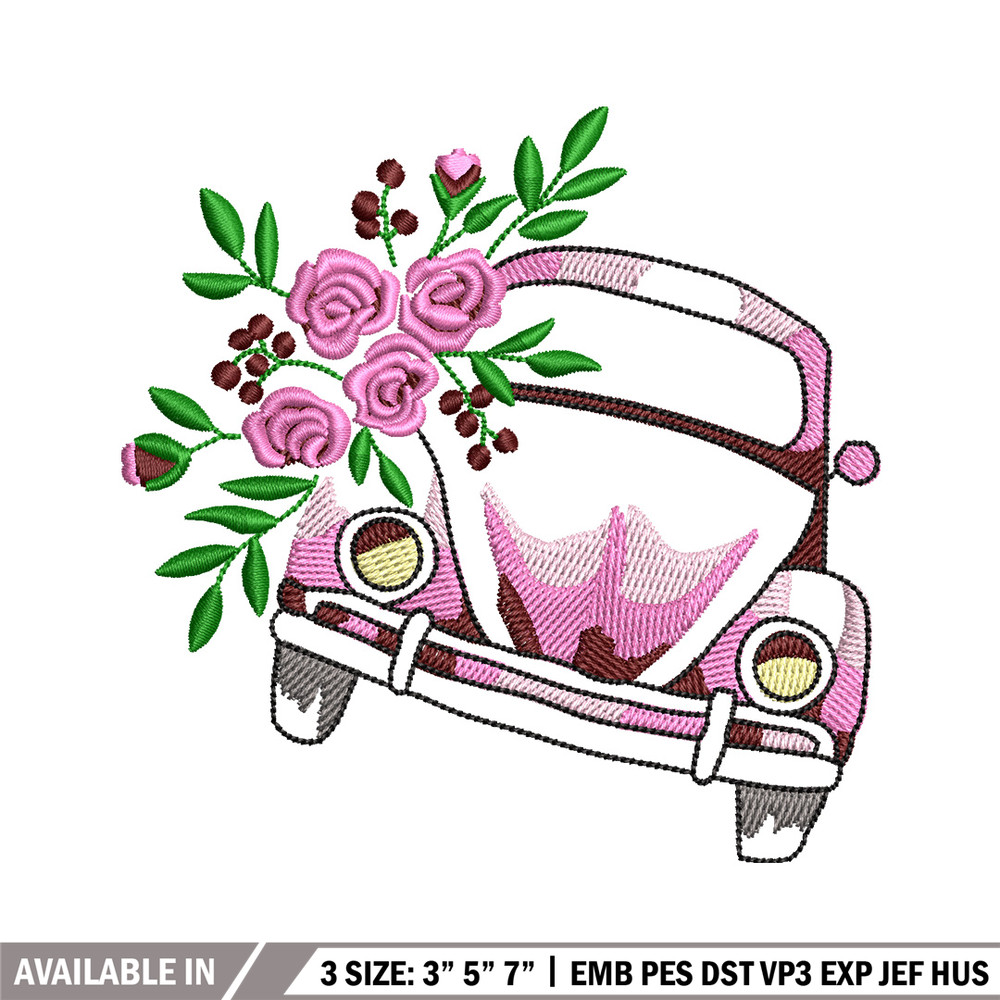 Car flower embroidery design, Car embroidery, Embroidery file, Embroidery shirt, Emb design, Digital download.jpg