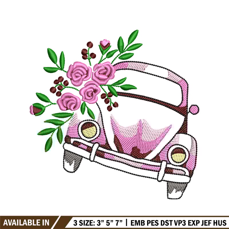 Car flower embroidery design, Car flower embroidery, logo design, embroidery file, logo shirt, Digital download..jpg