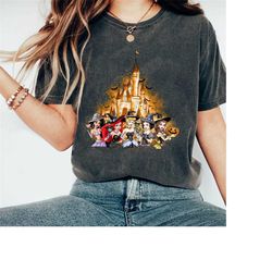 disney princess halloween comfort colors shirt, halloween disney castle shirt, disney watercolor castle shirt, disneylan