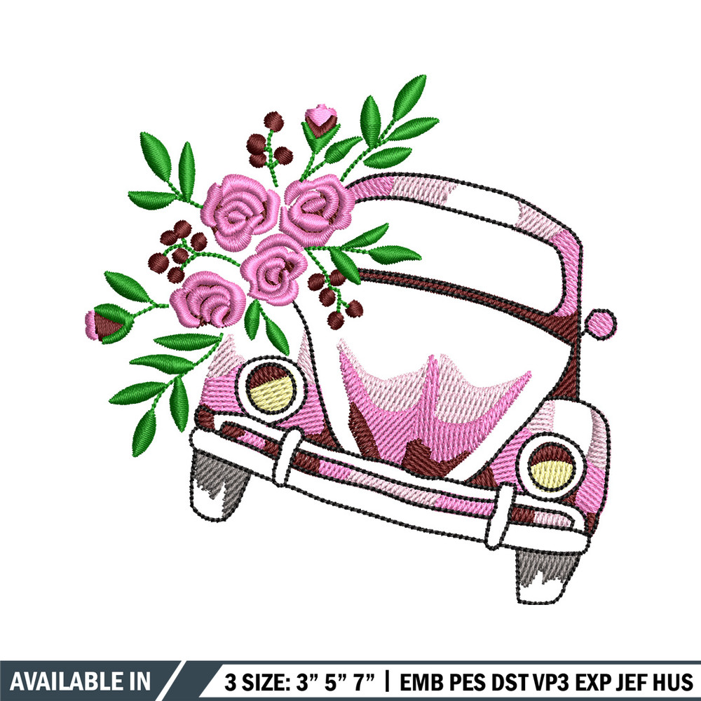 Car flower embroidery design, Car embroidery, Embroidery file, Embroidery shirt, Emb design, Digital download.jpg