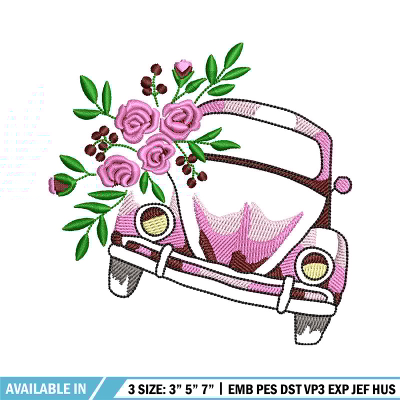 Car flower embroidery design, Car embroidery, Embroidery file, Embroidery shirt, Emb design, Digital download.jpg