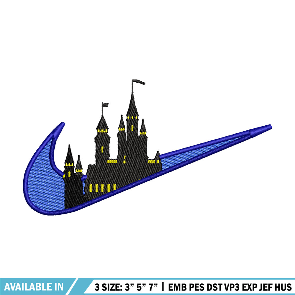 Castle Nike embroidery design, Castle embroidery, nike design, embroidery file, logo shirt, Digital download.jpg