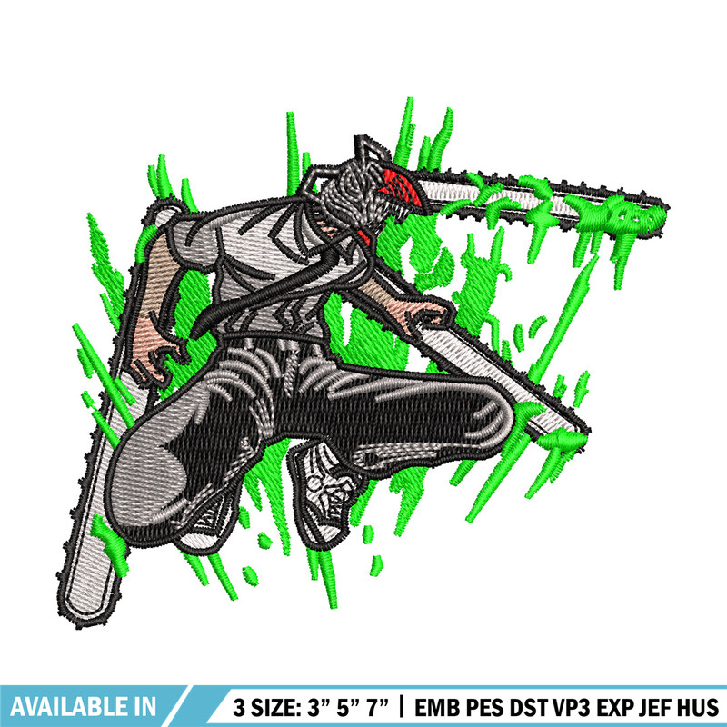Chainsaw embroidery design, Chainsaw man embroidery, Anime design, Embroidery shirt, Embroidery file, Digital download.jpg