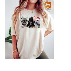 star wars funny christmas shirt, cute starwars characters shirt, disney vacation shirt, storm trooper, darth vader santa