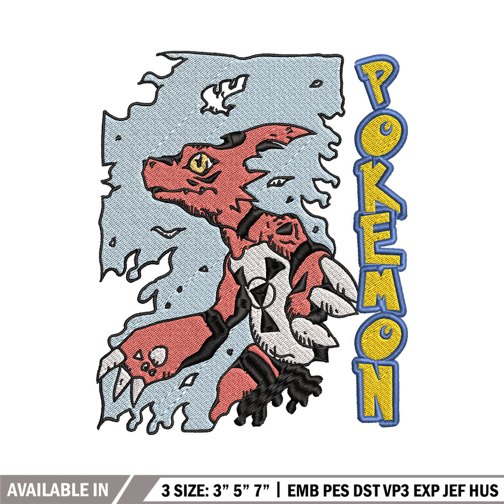 Charmeleon embroidery design, Pokemon embroidery, Anime design, Embroidery file, Digital download, Embroidery shirt.jpg