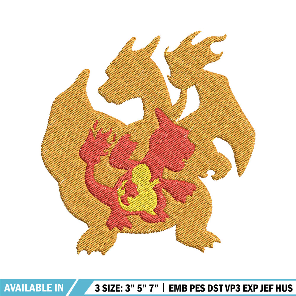 Charizard embroidery design, Pokemon embroidery, Anime design, Embroidery file, Digital download, Embroidery shirt.jpg