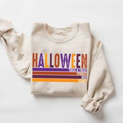 halloween trick or treat vintage sweatshirt, halloween women top, halloween sweatshirt pumpkin cat, pumpkin spice sweats