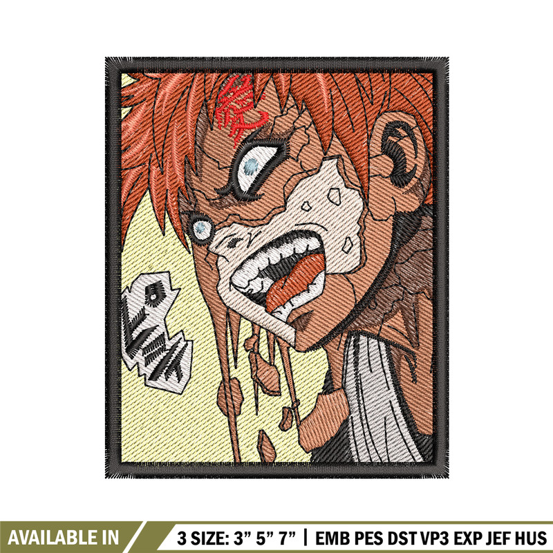 Gaara rectangle embroidery design, Naruto embroidery, Anime design, Embroidery shirt, Embroidery file, Digital download.jpg