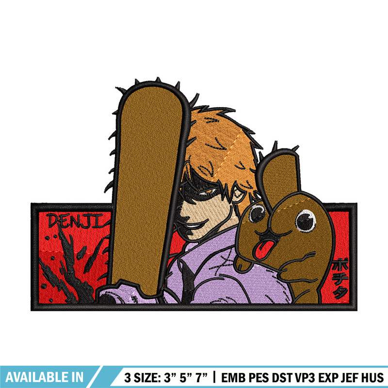 Denji horror embroidery design, Chainsaw embroidery, Anime design, Embroidery shirt, Embroidery file, Digital download.jpg