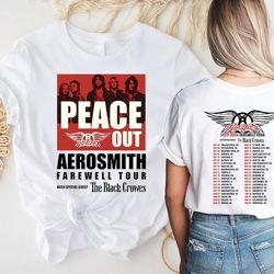 aerosmith farewell tour 2023 shirt, rock band concert tour shirt, peace out tour shirt, rock music both side shirt, the