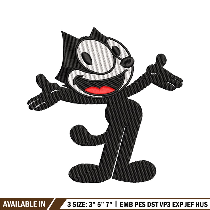 Felix the Cat embroidery design, Felix the Cat embroidery, cartoon design, embroidery file, logo shirt, Digital download.jpg