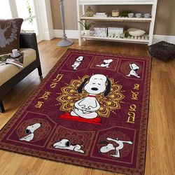 snoopy yoga rug mat all over print