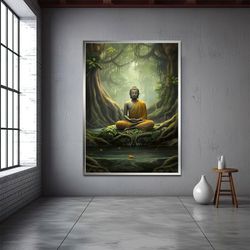 buddha canvas painting,meditation art,meditation wall art,buddha art,buddha poster,blue buddha art,yoga wall art, print