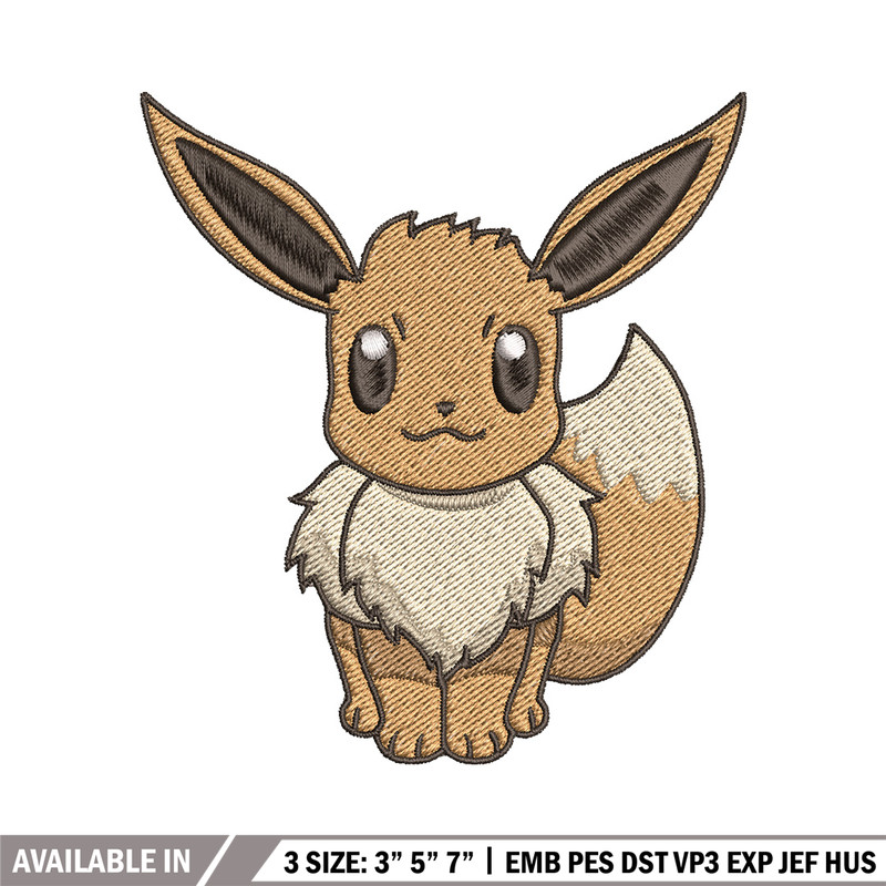 Eevee embroidery design, Pokemon embroidery, Anime design, Embroidery file, Digital download, Embroidery shirt.jpg