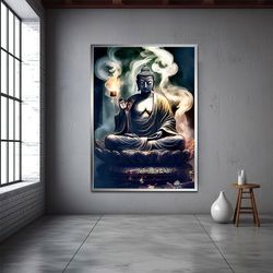 buddha print wall art, yoga home poster, buddha canvas painting, print painting, meditation art,buddha meditation art, h