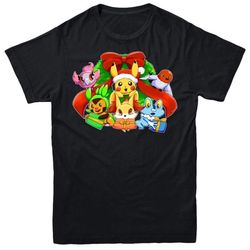 pokemon lets go christmas pikachu gamer xmas mens t shirt