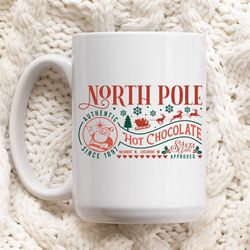 north pole hot chocolate christmas mug, hot cocoa mug, christmas coffee mug