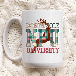 north pole university mug, christmas mug, christmas hot cocoa mug