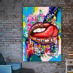 graffiti lip art, lip painting, pop art lip wall art