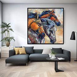 horse canvas art, triple horses poster, horse wall poster,horse wall decor