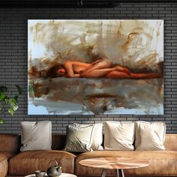 naked people canvas print, human anatomy erotic canvas painting, nudes wall art, bedroom poster