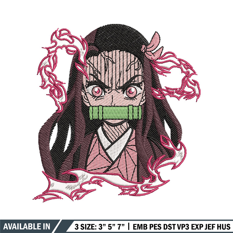Nezuko angry embroidery design, Neuzko embroidery, Anime design, Embroidery shirt, Embroidery file, Digital download.jpg