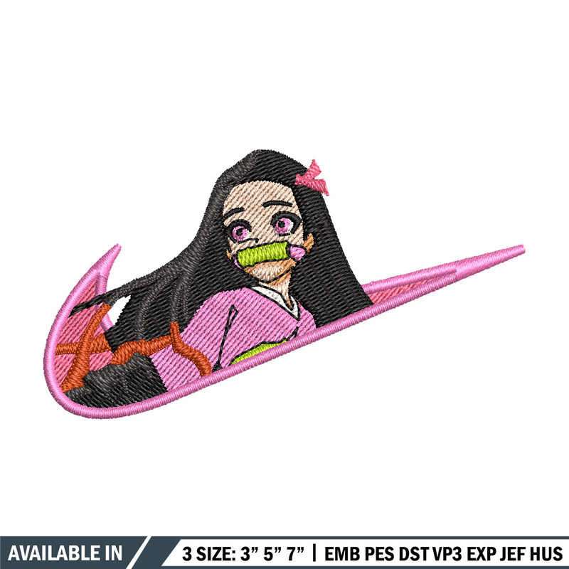 Nezuko cute nike embroidery design, Neuzko embroidery, Anime design, Embroidery shirt, Embroidery file, Digital download.jpg