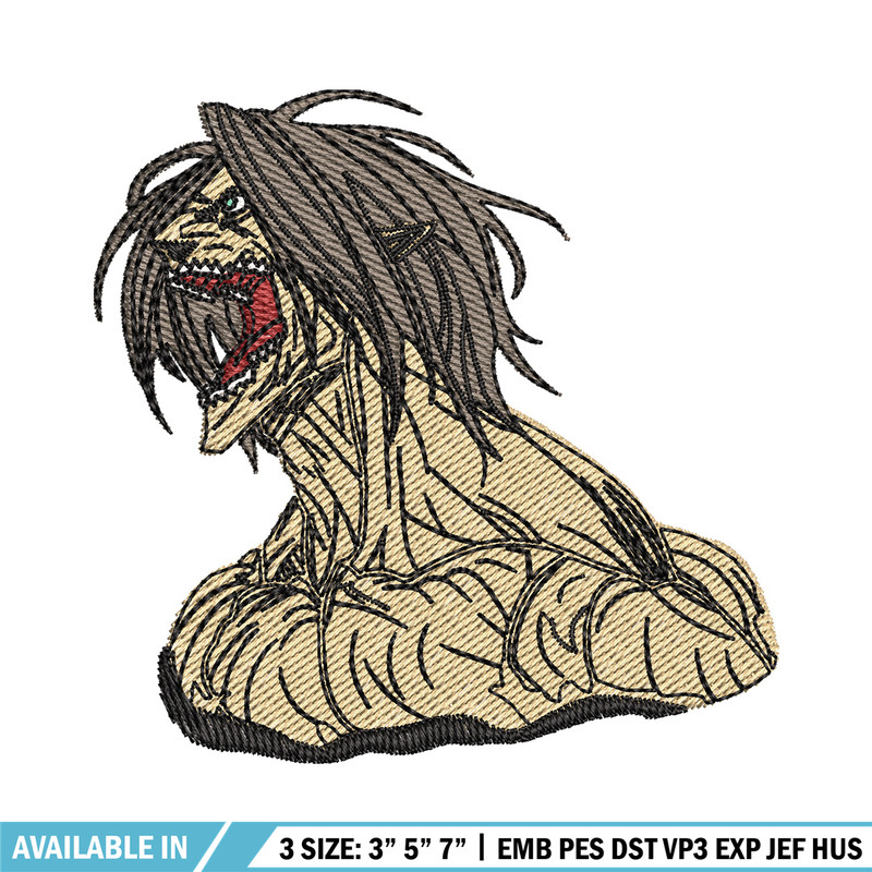 Eren titan form embroidery design, Aot embroidery, Anime design, Embroidery shirt, Embroidery file, Digital download.jpg