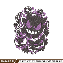 gengar evolution embroidery design, pokemon embroidery, anime design, embroidery shirt, embroidery file,digital download