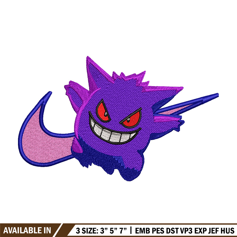 Gengar Nike embroidery design, Pokemon embroidery, nike design, anime design, anime shirt, Digital download.jpg