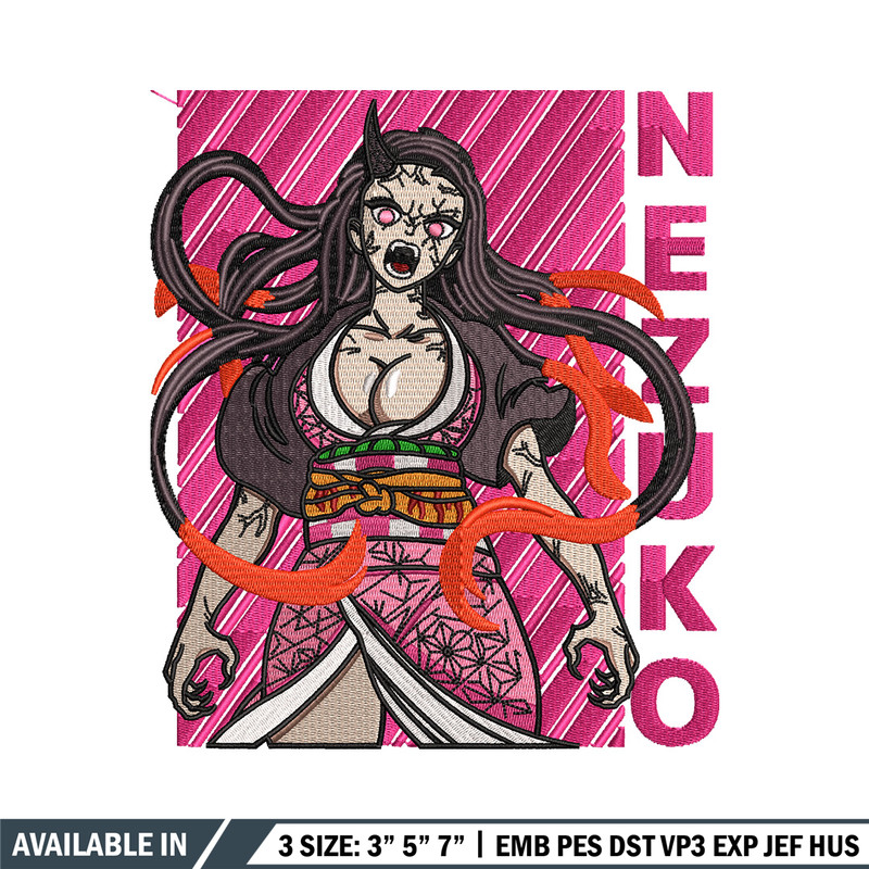 Nezuko demon embroidery design, Nezuko embroidery, Anime design, Embroidery shirt, Embroidery file, Digital download.jpg